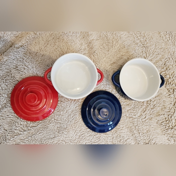 NWOT Set of Two Mini Ramekins Navy Blue and Red - Picture 3 of 6